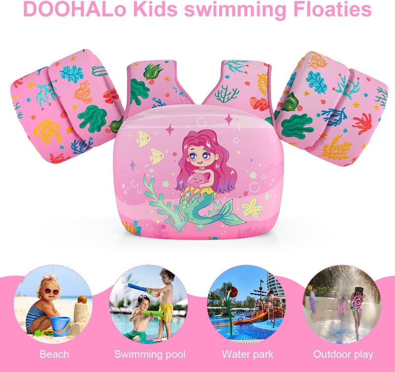 DOOHALO Kids Swim Floats for 28-70 Pounds Kid Arm Shoulder Float Vest Fit for 2-8 Years Older Boys Girls Toddler Baby Children - Image 2